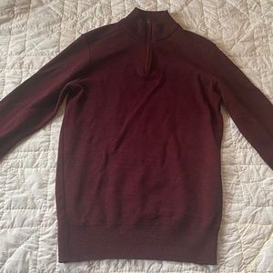 Robert Graham Sweater Mens Extra Large Red Quarter Zip Cotton Blend Long Sleeve